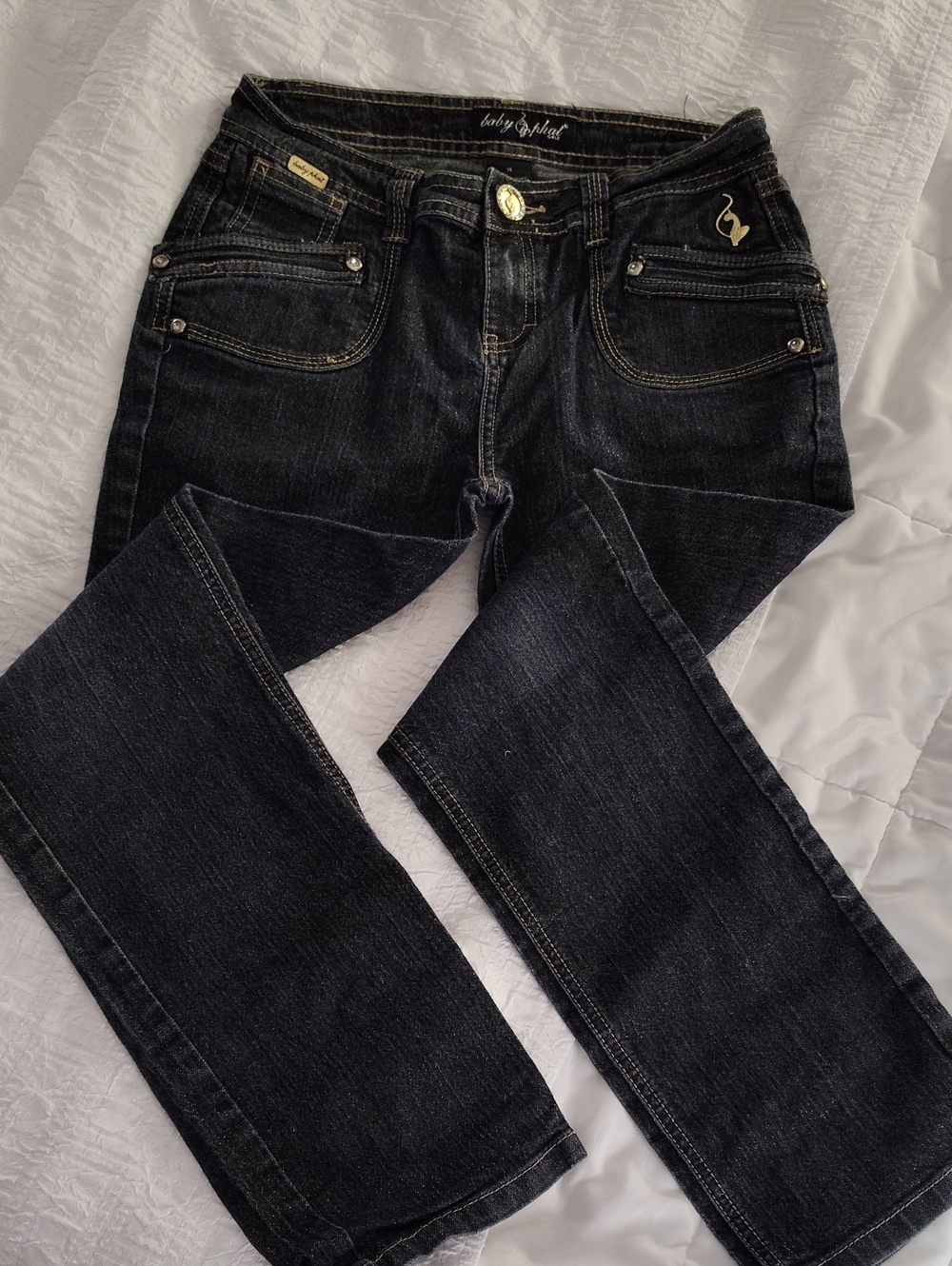 Baby Phat Youth Dark Wash Straight Jeans - Blue